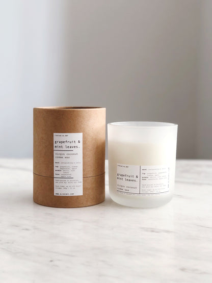 GRAPEFRUIT & MINT LEAVES | VIRGIN COCONUT CRÈME WAX & WOODEN WICK CANDLE – CANDLES