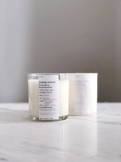 Pomegranate Bitters Soy Candle – Wood Wick 8.5oz – CANDLES