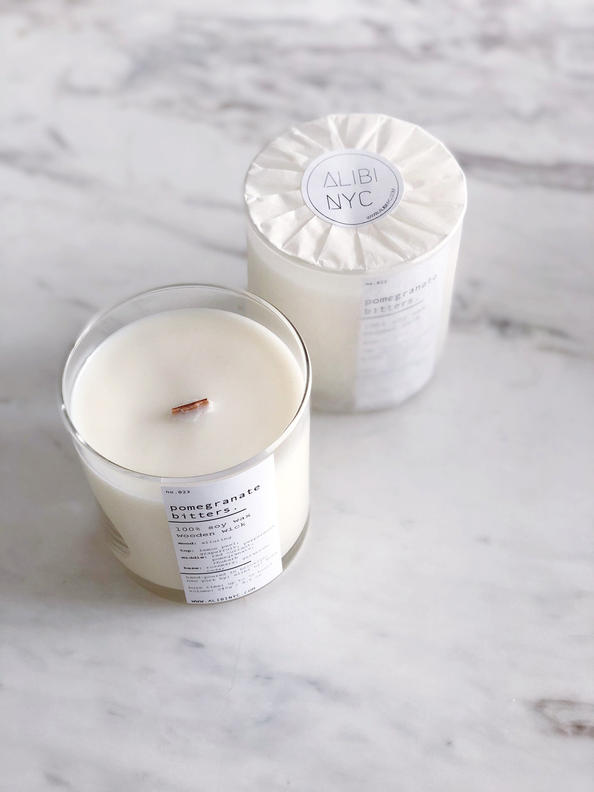 Pomegranate Bitters Soy Candle – Wood Wick 8.5oz – CANDLES