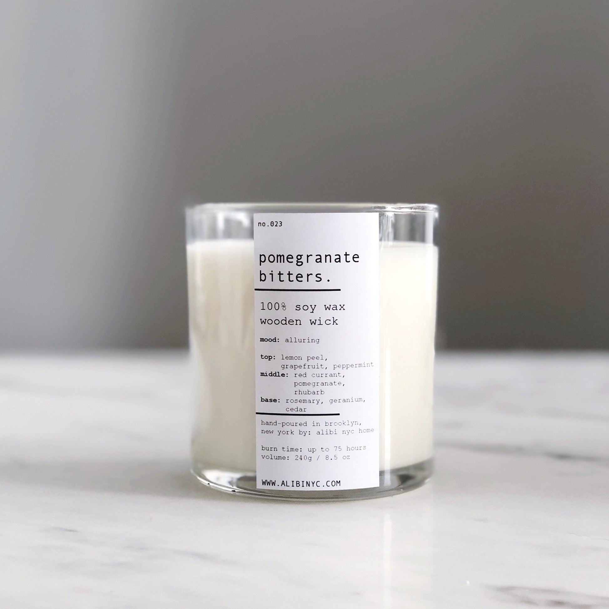 Pomegranate Bitters Soy Candle – Wood Wick 8.5oz – CANDLES