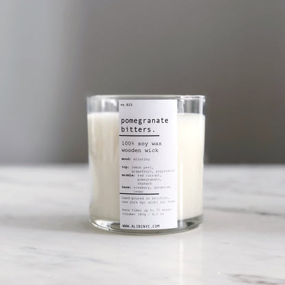 Pomegranate Bitters Soy Candle – Wood Wick 8.5oz – CANDLES