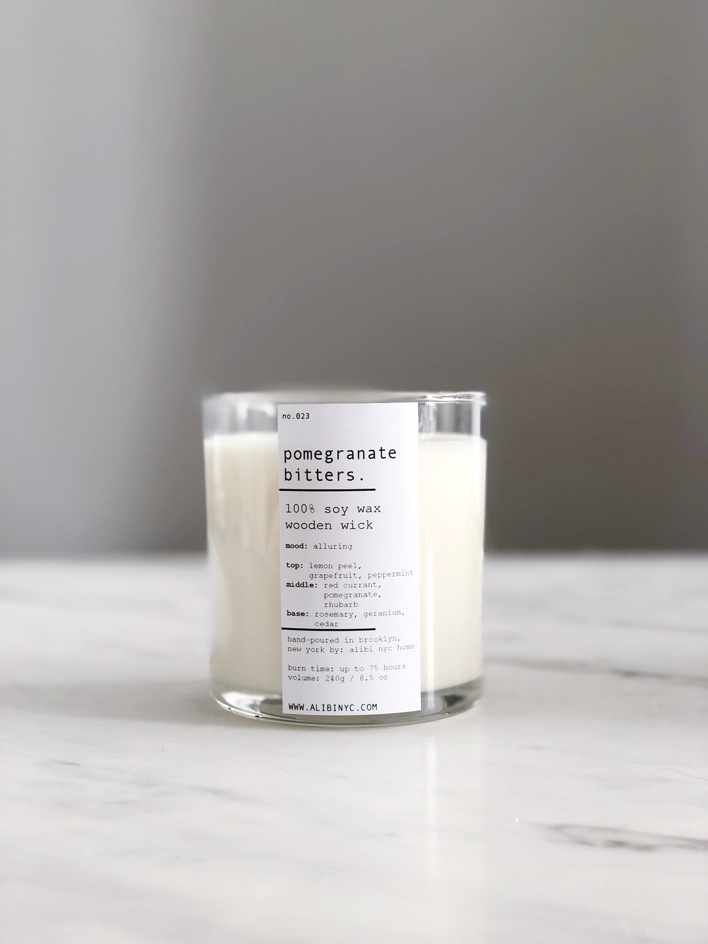 Pomegranate Bitters Soy Candle – Wood Wick 8.5oz – CANDLES