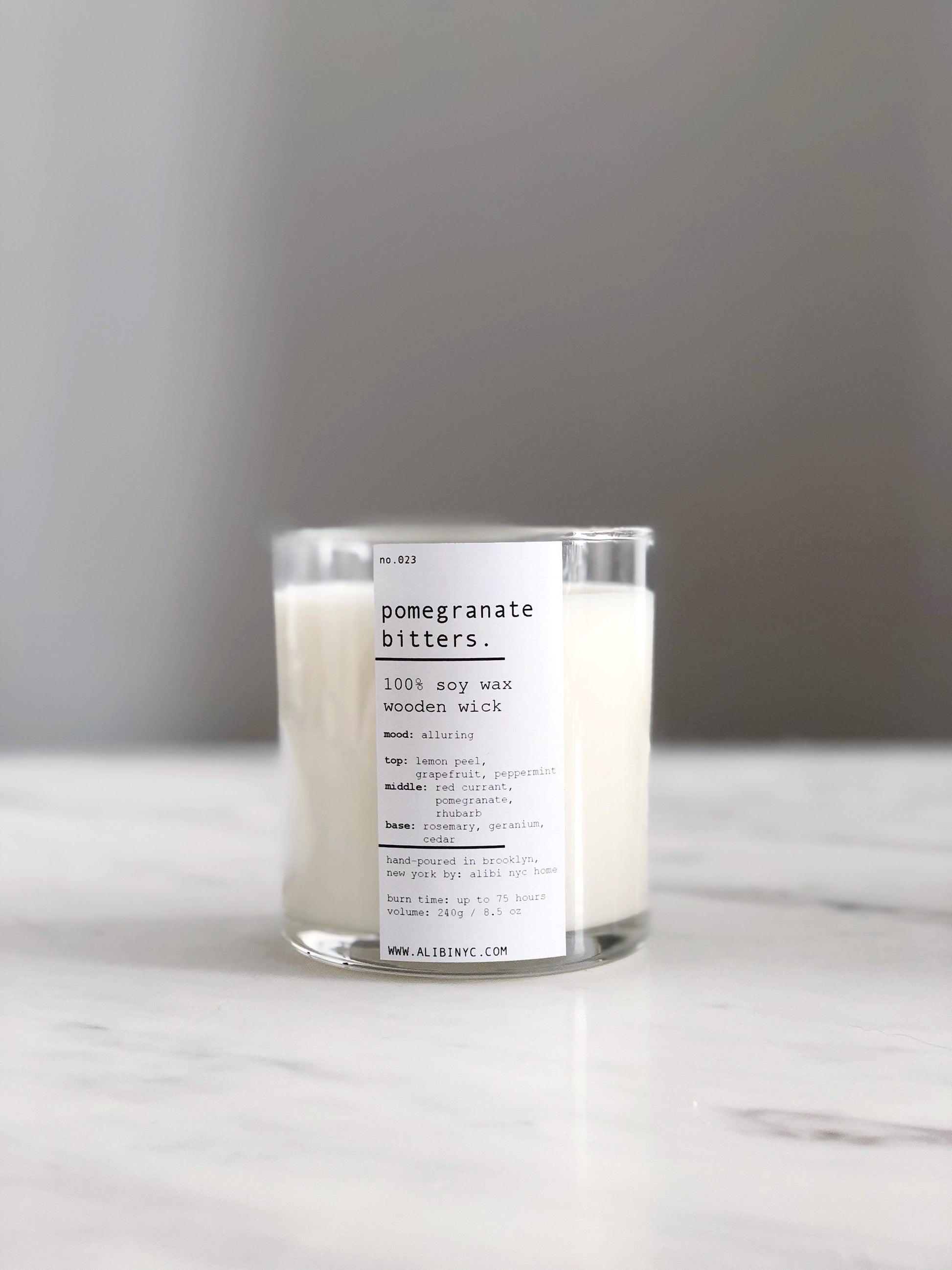 Pomegranate Bitters Soy Candle – Wood Wick 8.5oz – CANDLES