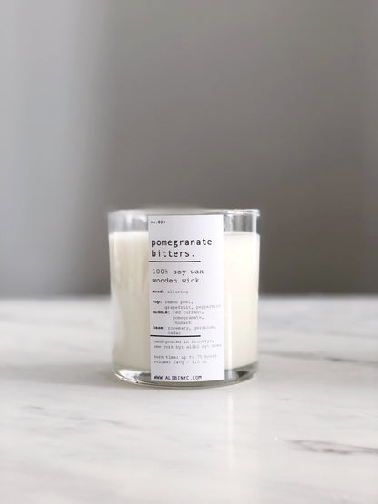 Pomegranate Bitters Soy Candle – Wood Wick 8.5oz – CANDLES