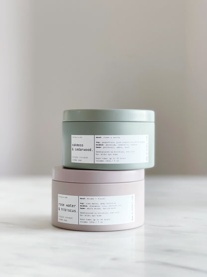 OAKMOSS & CEDARWOOD | VIRGIN COCONUT CRÈME WAX & WOODEN WICK TRAVEL CANDLE – CANDLES