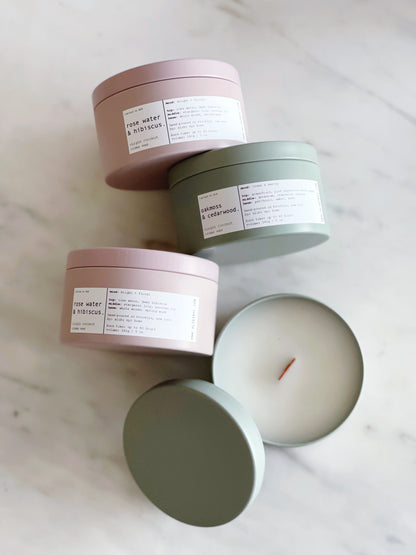OAKMOSS & CEDARWOOD | VIRGIN COCONUT CRÈME WAX & WOODEN WICK TRAVEL CANDLE – CANDLES