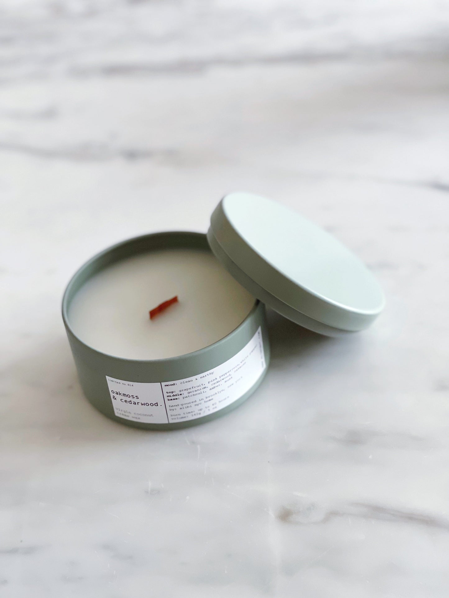 OAKMOSS & CEDARWOOD | VIRGIN COCONUT CRÈME WAX & WOODEN WICK TRAVEL CANDLE – CANDLES
