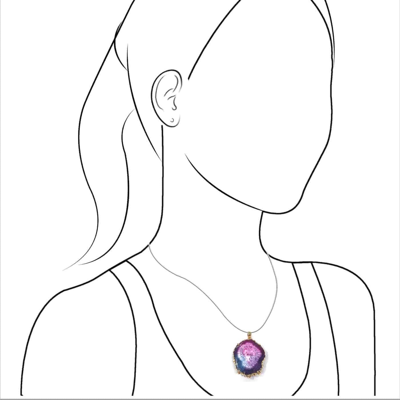 Starborn Creations Gold Plate Raspberry Nebula Quartz Slice Pendant