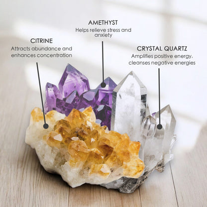 Arctic Winds Crystal Candle with Citrine, Amethyst, & Quartz | Coconut-Soy Wax Candle, 9oz – Crystal Candle
