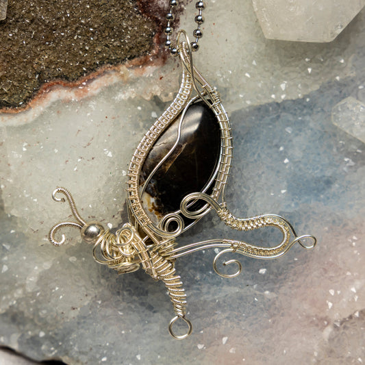 Agate "Butterfly" Wire Wrap Crystal Pendant