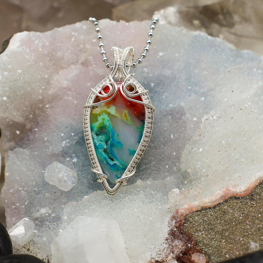 Agate Chakra Wire Wrap Crystal Pendant