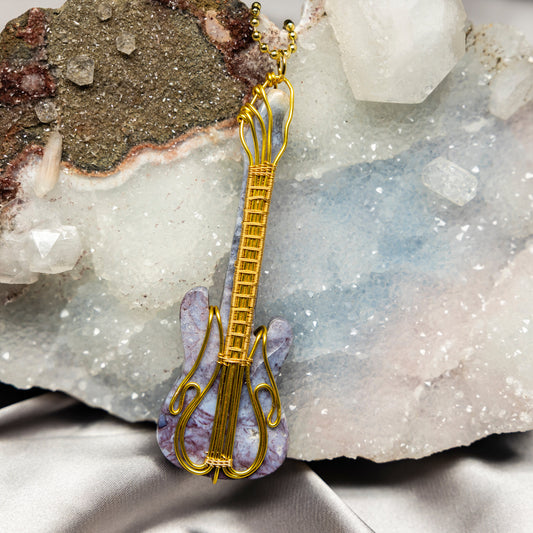 Agate "Guitar" Wire Wrap Crystal Pendant