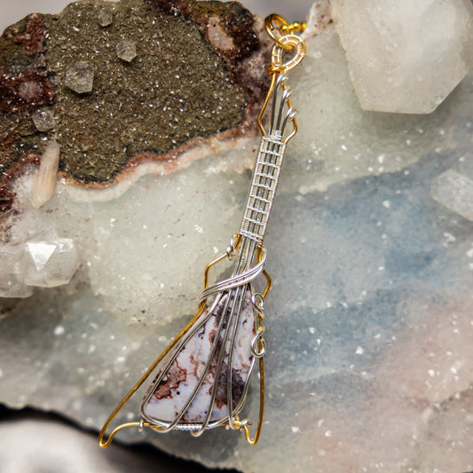 Agate "Guitar" Wire Wrap Crystal Pendant