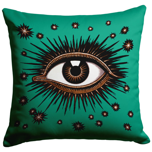 "All Seeing Eye"  - Throw Pillow (Teal)