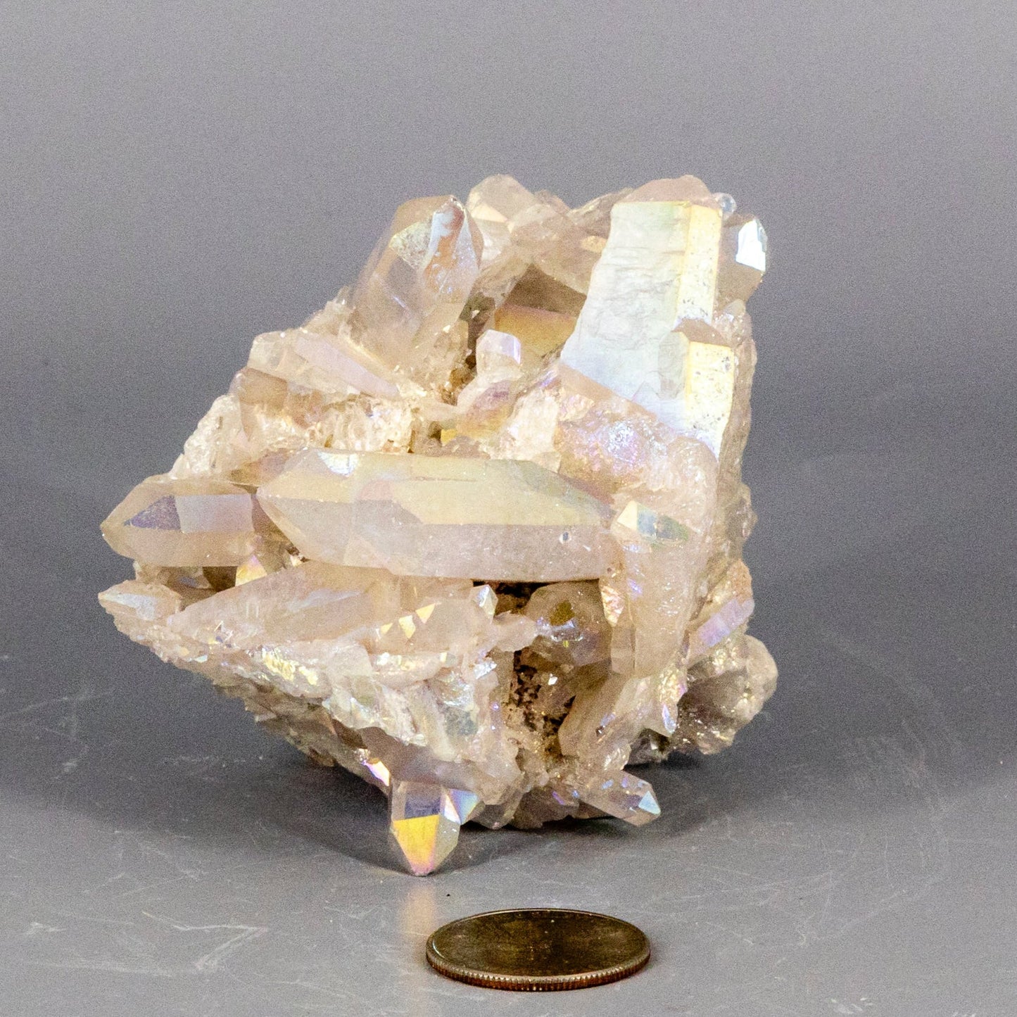 Angel Aura Quartz Point Cluster – Angel Aura Quartz 338g - 3.00"W x 3.00"D x 3.00"H Raw