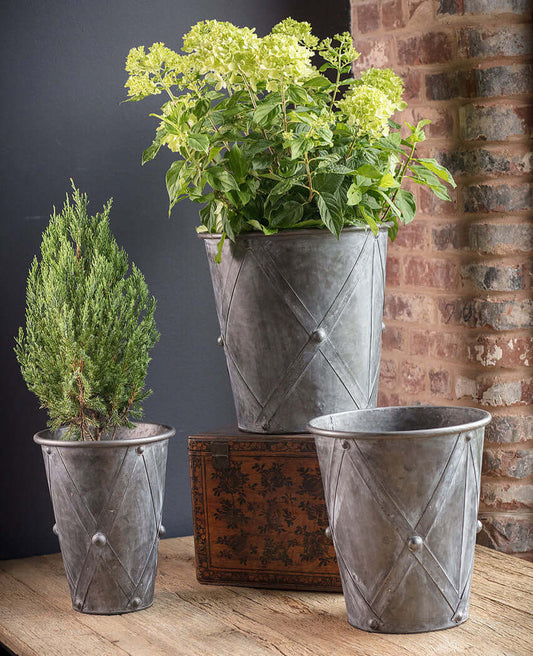 Antique Farmhouse Galvanized Metal Planters (Set of 3)