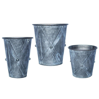 Antique Farmhouse Galvanized Metal Planters (Set of 3)