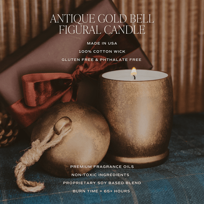 Holiday Soy Blend Candle in Antique Gold Bell Jar, 13.5 oz – Candles