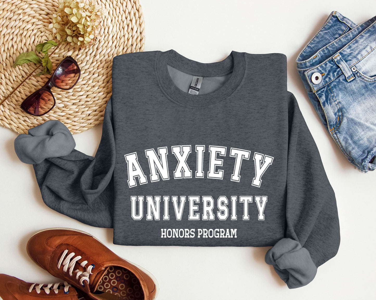 Anxiety University - Sweatshirt – Dark Heather Grey Sweatshirt