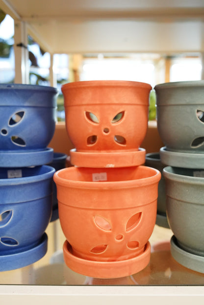 Petal Orchid Pot | Breathable Handcrafted Planter – Coral planter