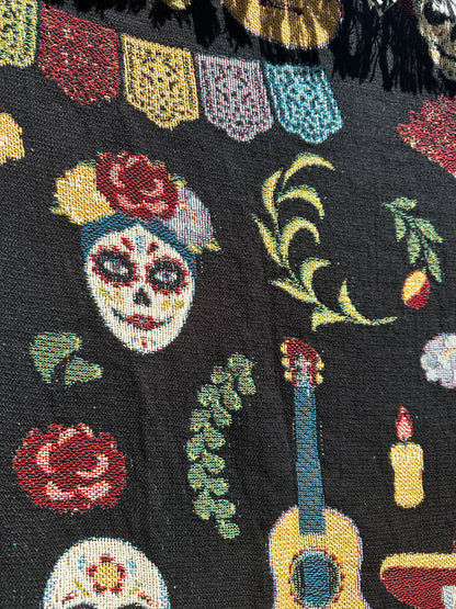 Day of the death woven blanket 37x52” clearance