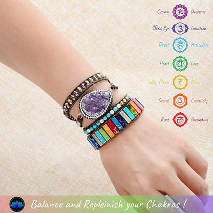 Color Burst Jasper Chakra Bracelet – Adjustable Leather