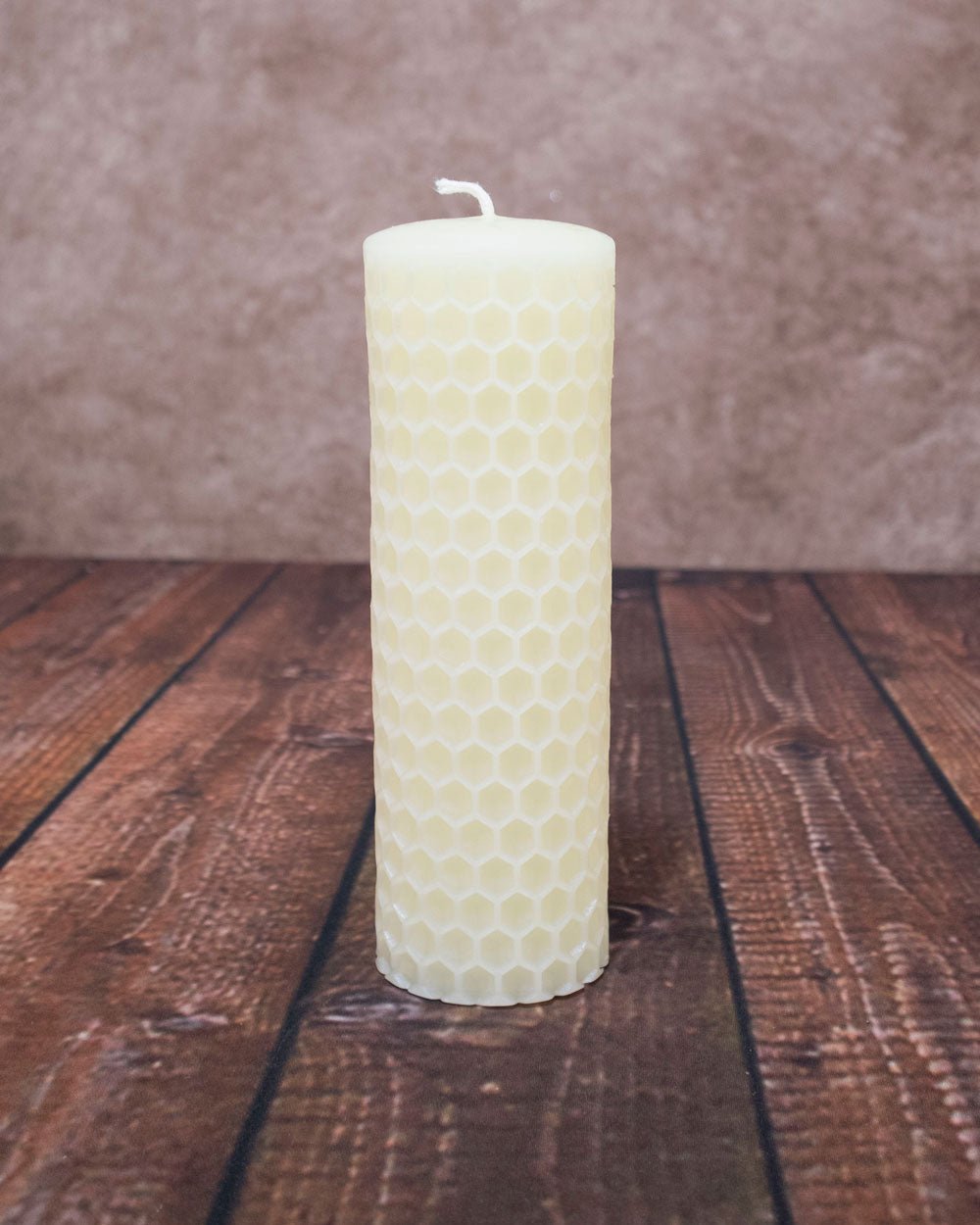 Bee cell pillar candle - 100% Pure Beeswax – Natural Ivory