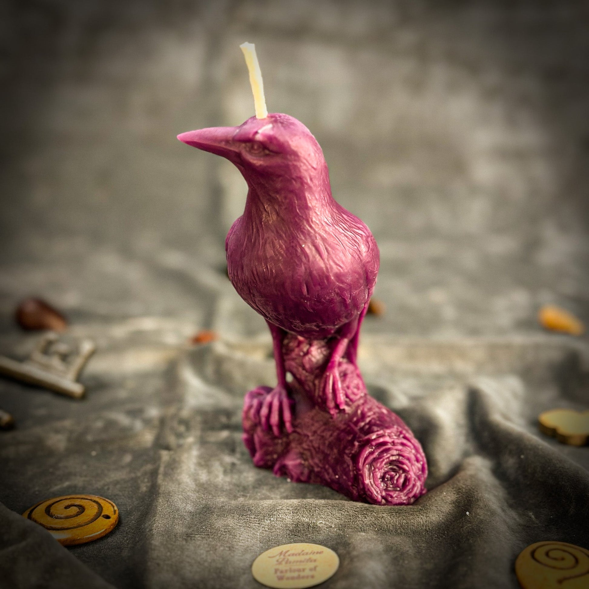 Raven Spell Candle Kit - Beeswax Ritual Candle for Wisdom & Spirit Communication – Purple (Power) Candle Spell Kit