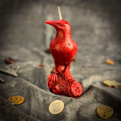 Raven Spell Candle Kit - Beeswax Ritual Candle for Wisdom & Spirit Communication – Red (Passion) Candle Spell Kit