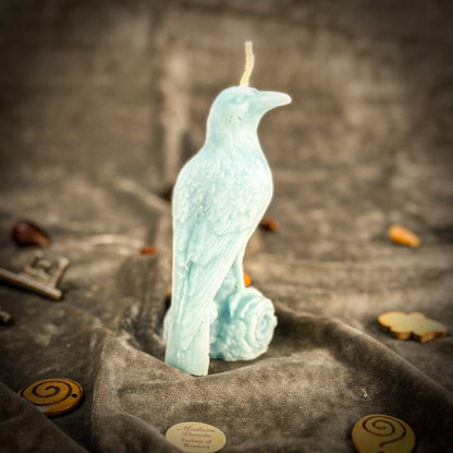 Raven Spell Candle Kit - Beeswax Ritual Candle for Wisdom & Spirit Communication – Blue (Reconciliation) Candle Spell Kit