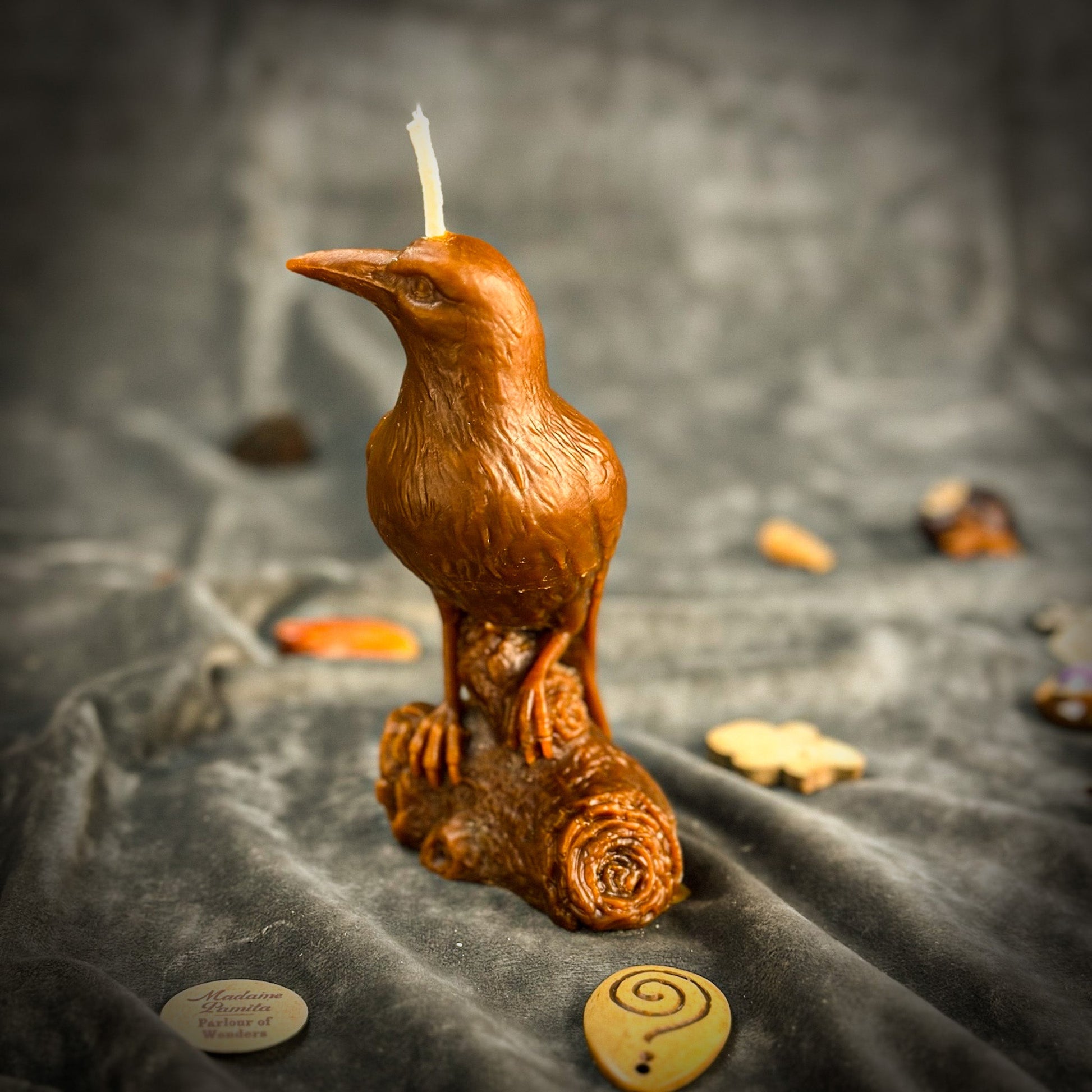 Raven Spell Candle Kit - Beeswax Ritual Candle for Wisdom & Spirit Communication – Brown (Court Case) Candle Spell Kit