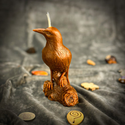 Raven Spell Candle Kit - Beeswax Ritual Candle for Wisdom & Spirit Communication – Brown (Court Case) Candle Spell Kit