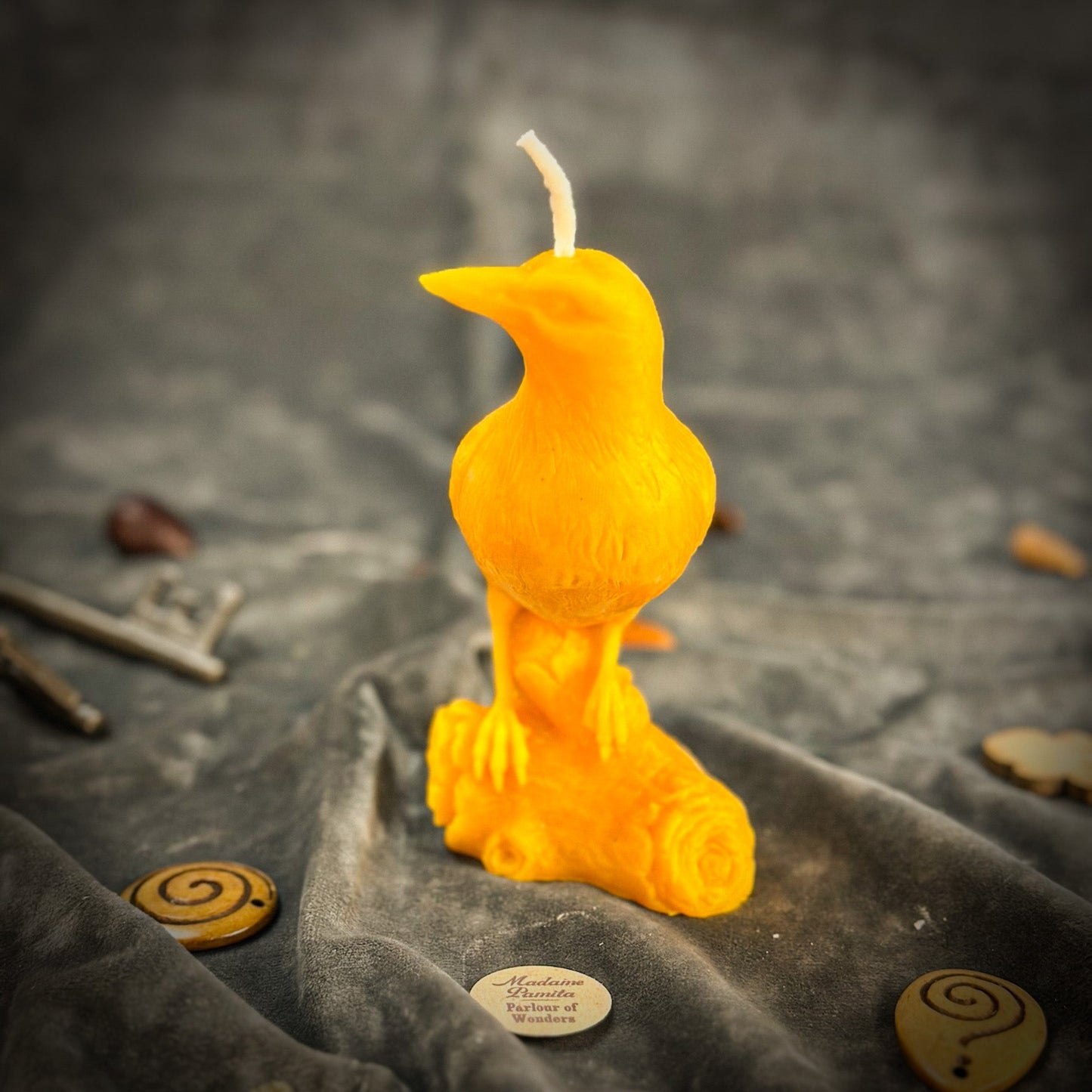 Raven Spell Candle Kit - Beeswax Ritual Candle for Wisdom & Spirit Communication – Yellow (Success) Candle Spell Kit