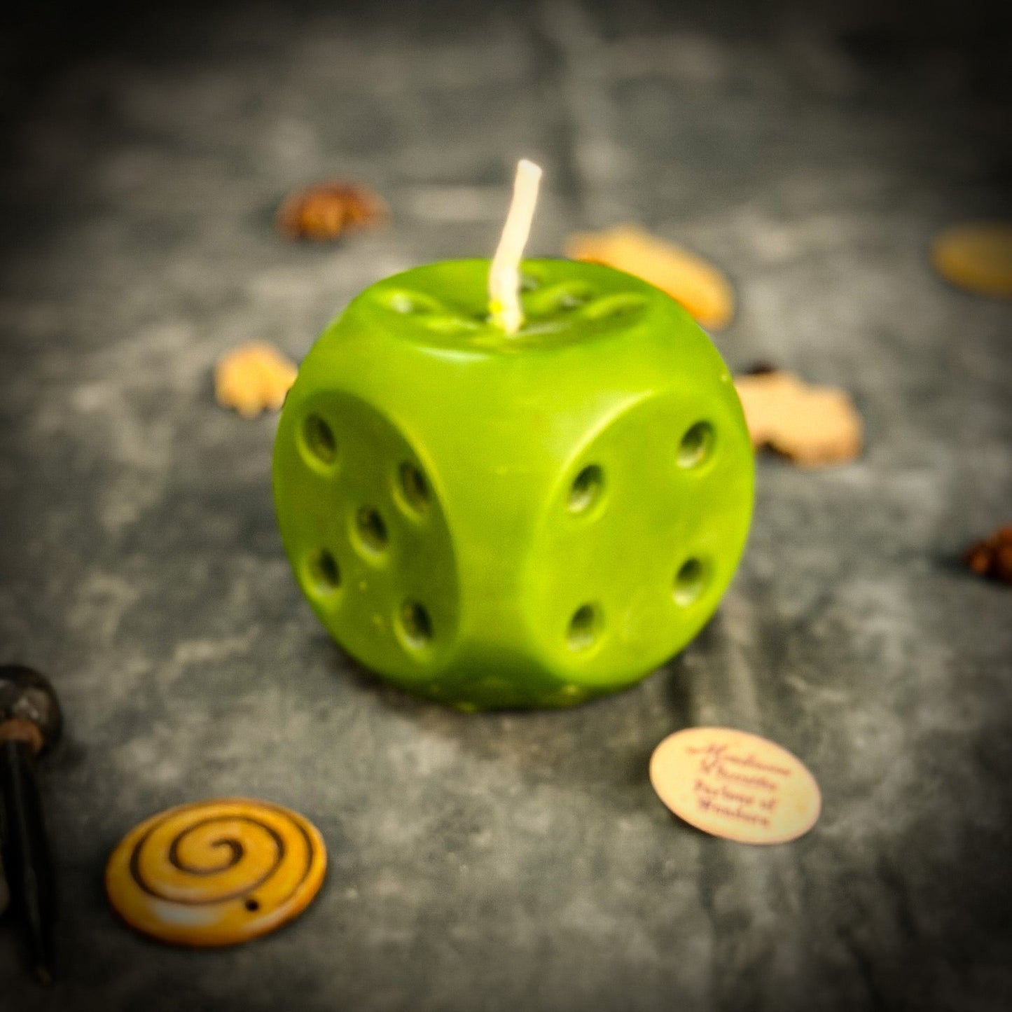 Lucky Dice Spell Candle - Gambling Luck & Money Fortune – Green (Prosperous Business) Candle Spell Kit