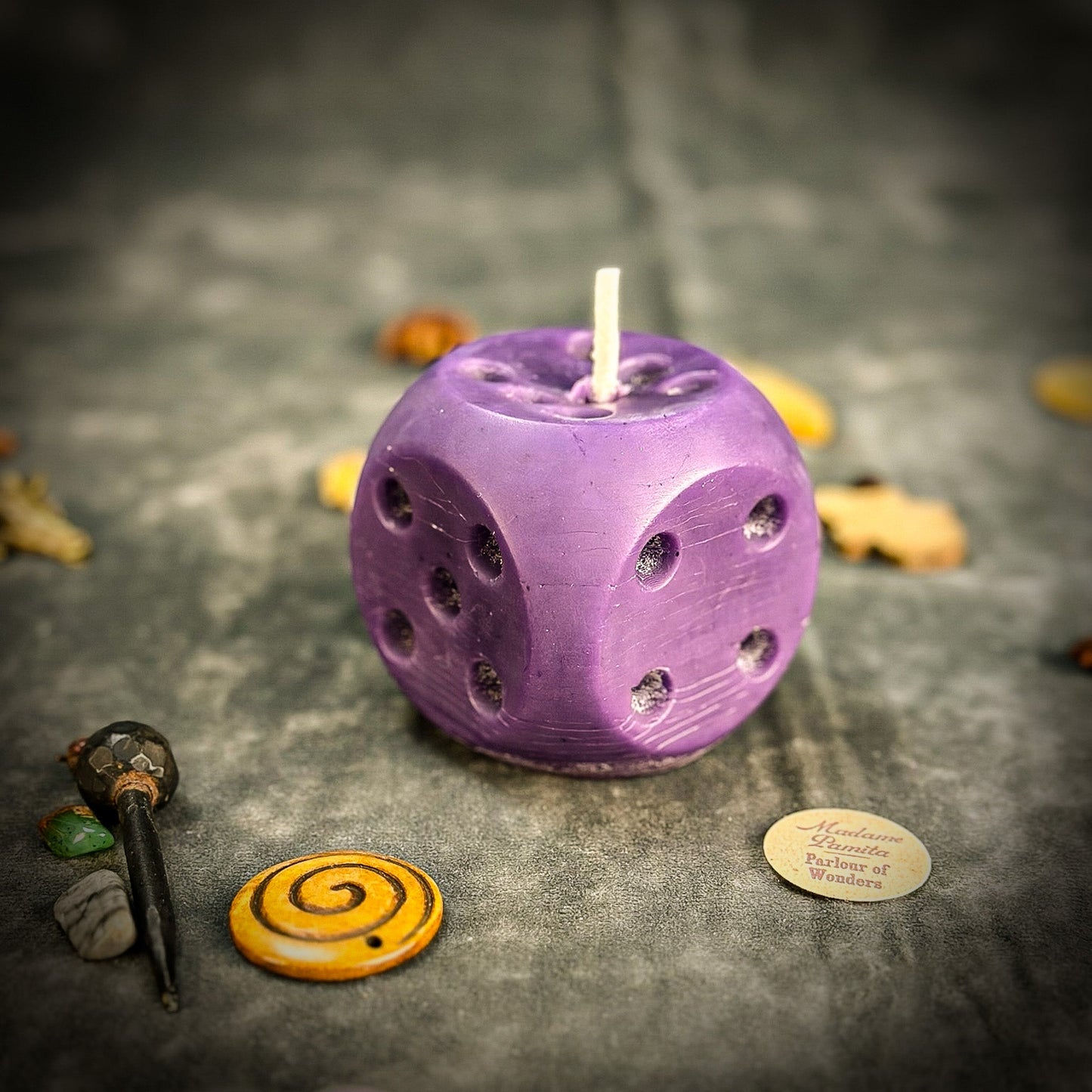Lucky Dice Spell Candle - Gambling Luck & Money Fortune – Purple (Raises and Promotions) Candle Spell Kit