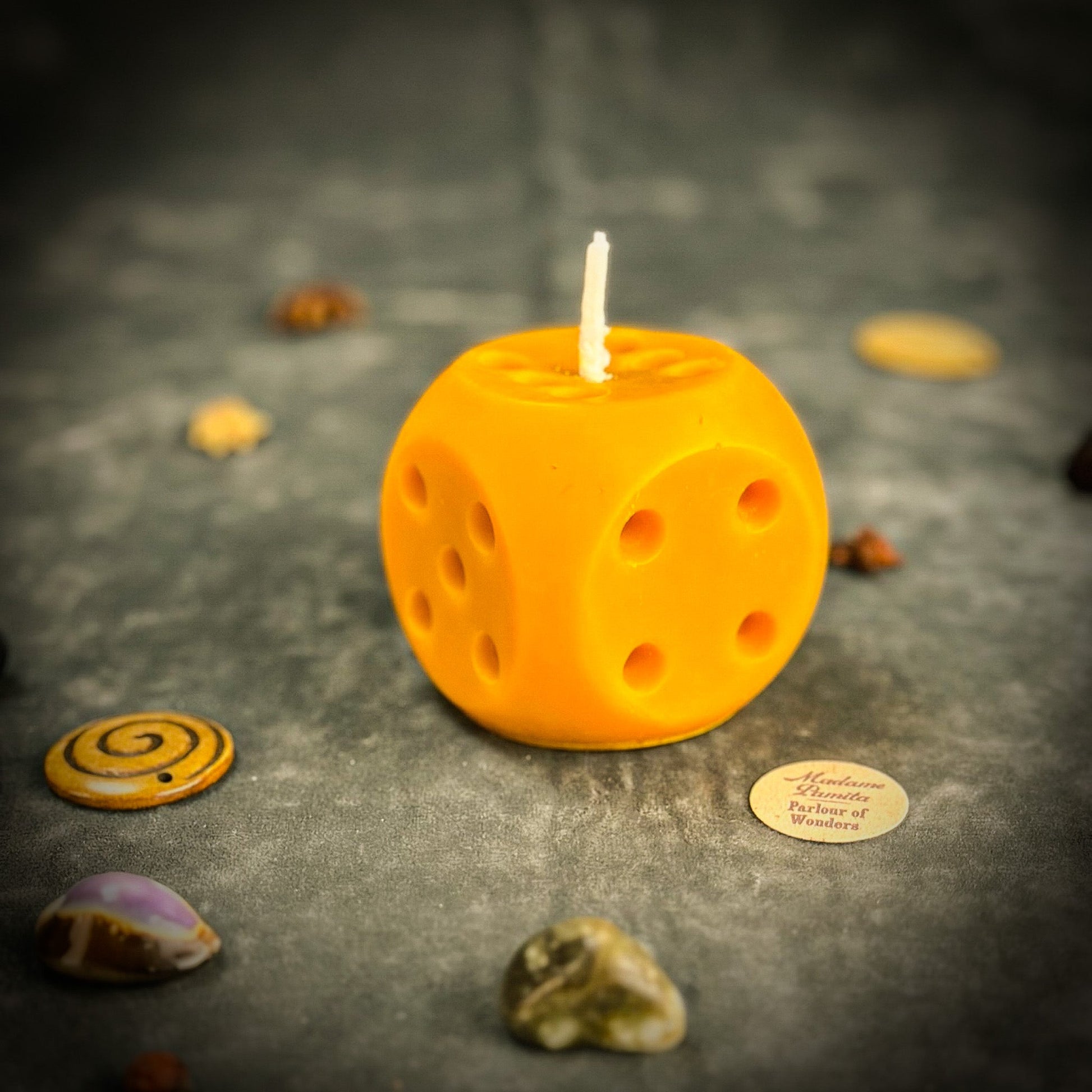 Lucky Dice Spell Candle - Gambling Luck & Money Fortune – Yellow (Money Luck) Candle Spell Kit