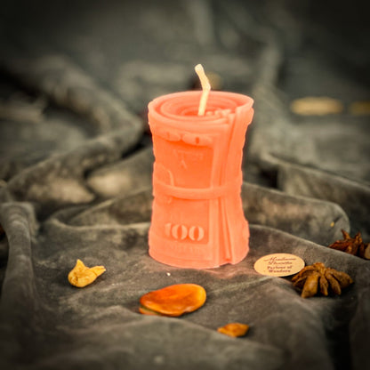 Pay Me Spell Candle Kit - Beeswax Money & Debt Collection Ritual – Pink (Money from Family) Candle Spell Kit