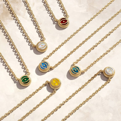 Tidal Serenity - Aquamarine March Birthstone Evil Eye Gold Necklace – Necklaces - Womens