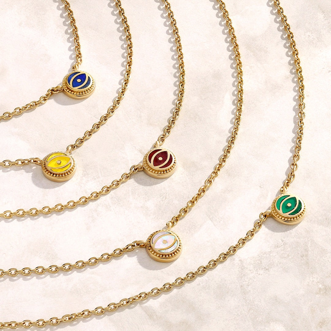 Radiant Shield - Garnet January Birthstone Evil Eye Necklace – Necklaces - Womens