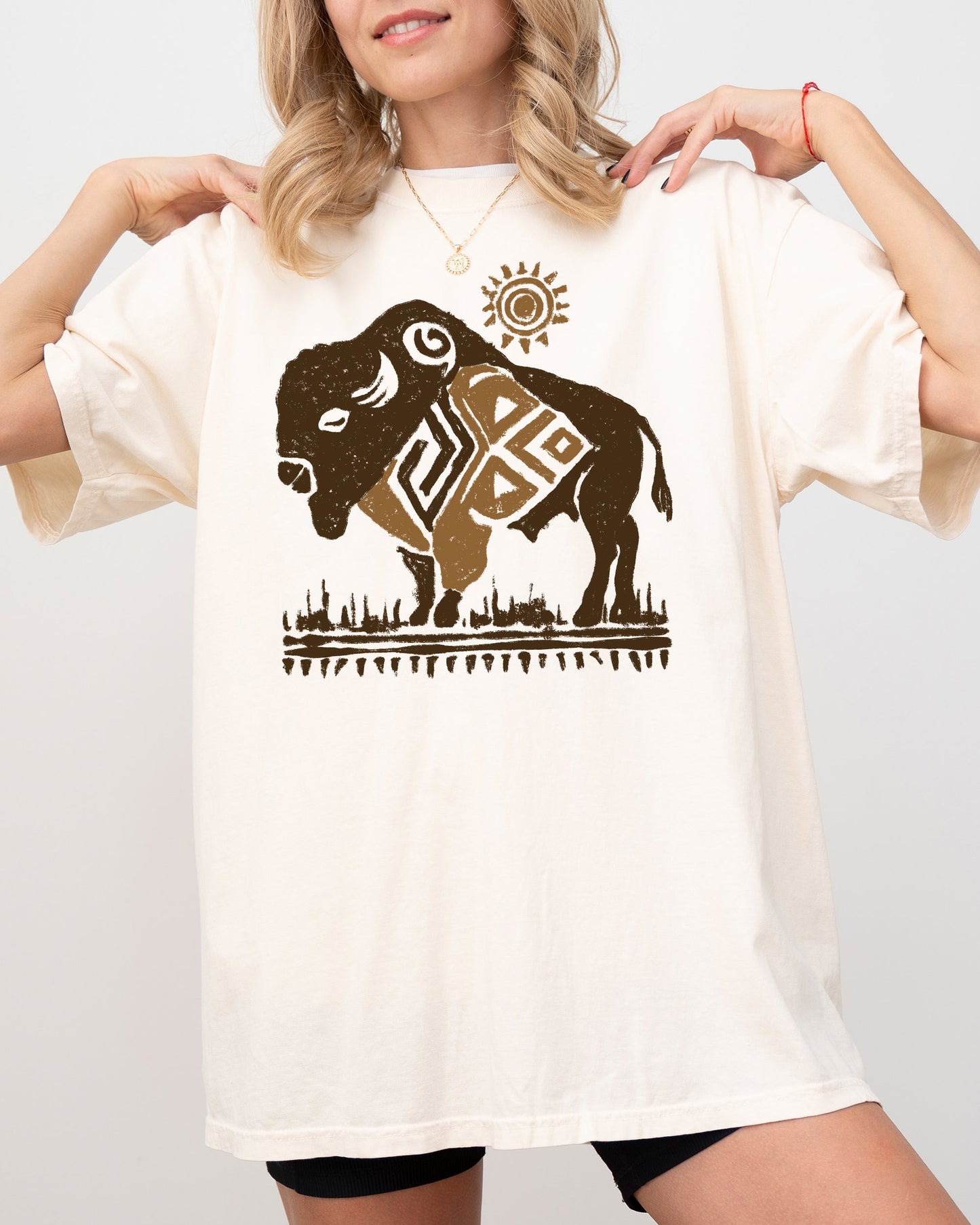Western Buffalo, Tribal Print - Comfort Colors TShirt