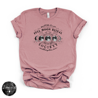 Black Full Moon Ritual Tee | Celestial Graphic T-Shirt – Heather Orchid