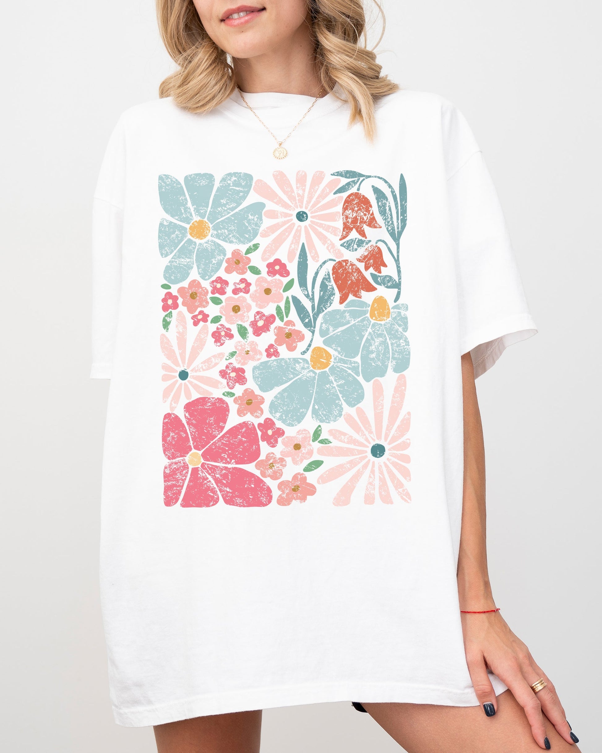 Groovy Blossoms - Comfort Colors Tshirt – White T-Shirt