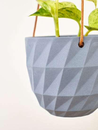 Virago Modern Hanging Planter- Grid – Blue plant pot