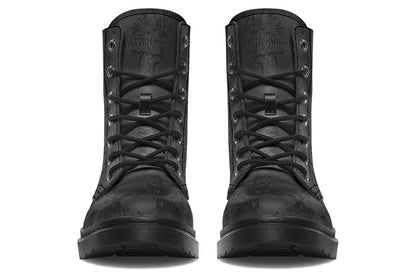 Vegan Ankle Boots - Skeleton Toile De Jouy - Black on Black