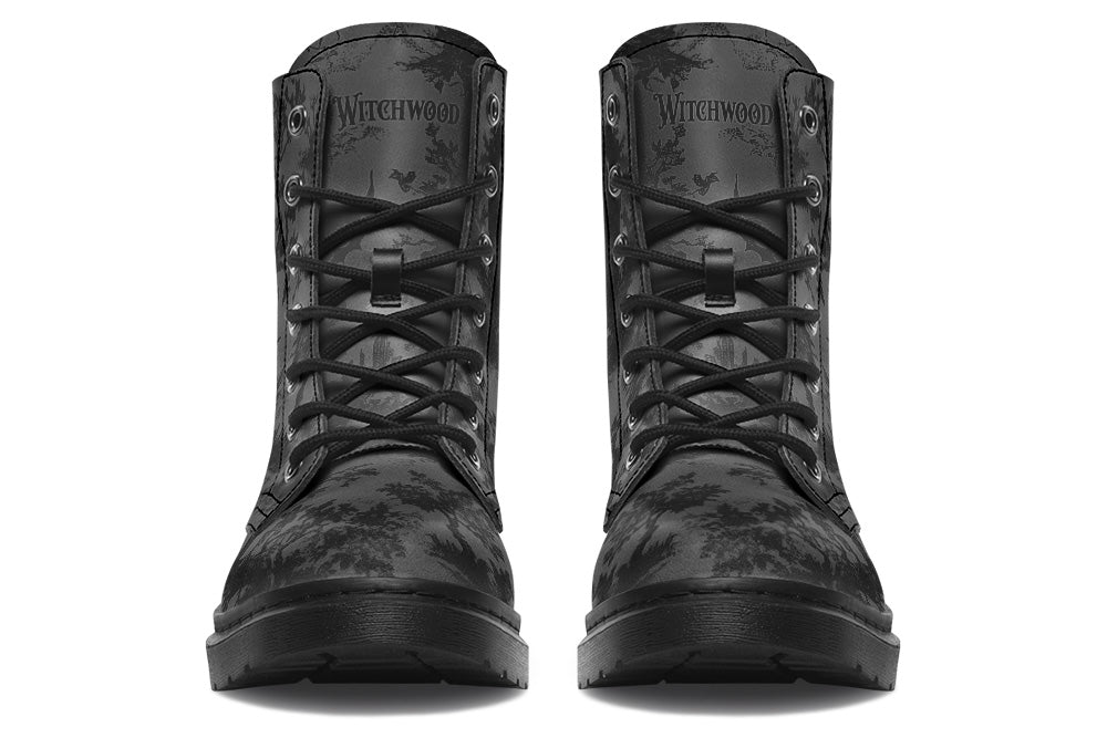 Vegan Ankle Boots - Gothic Toile De Jouy - Charcoal/Black