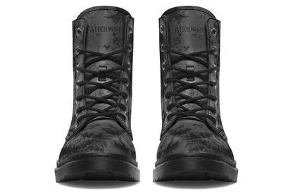 Vegan Ankle Boots - Gothic Toile De Jouy - Charcoal/Black