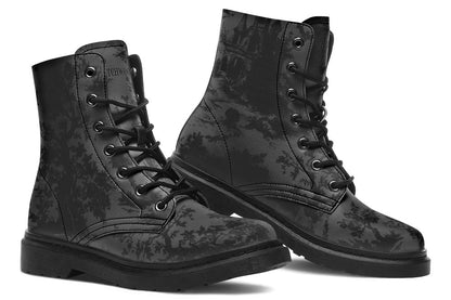 Vegan Ankle Boots - Gothic Toile De Jouy - Charcoal/Black