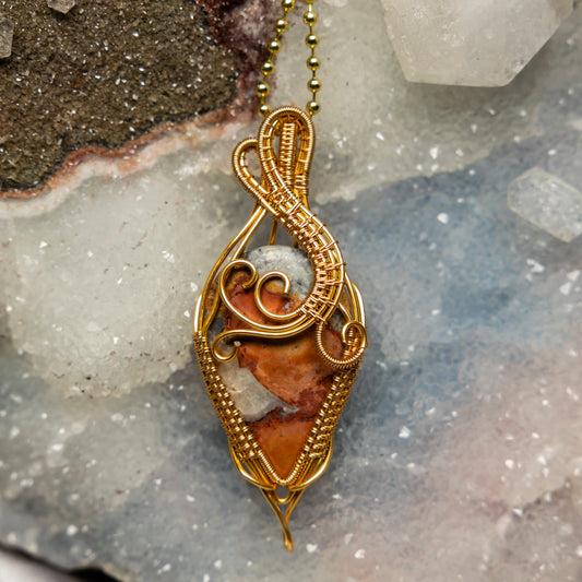 Brecciated Jasper Wire Wrap Crystal Pendant