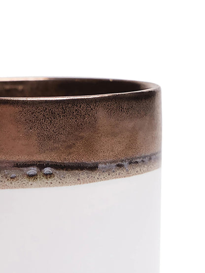 Bronze White Ceramic Plant Pot and Saucer – plant pot