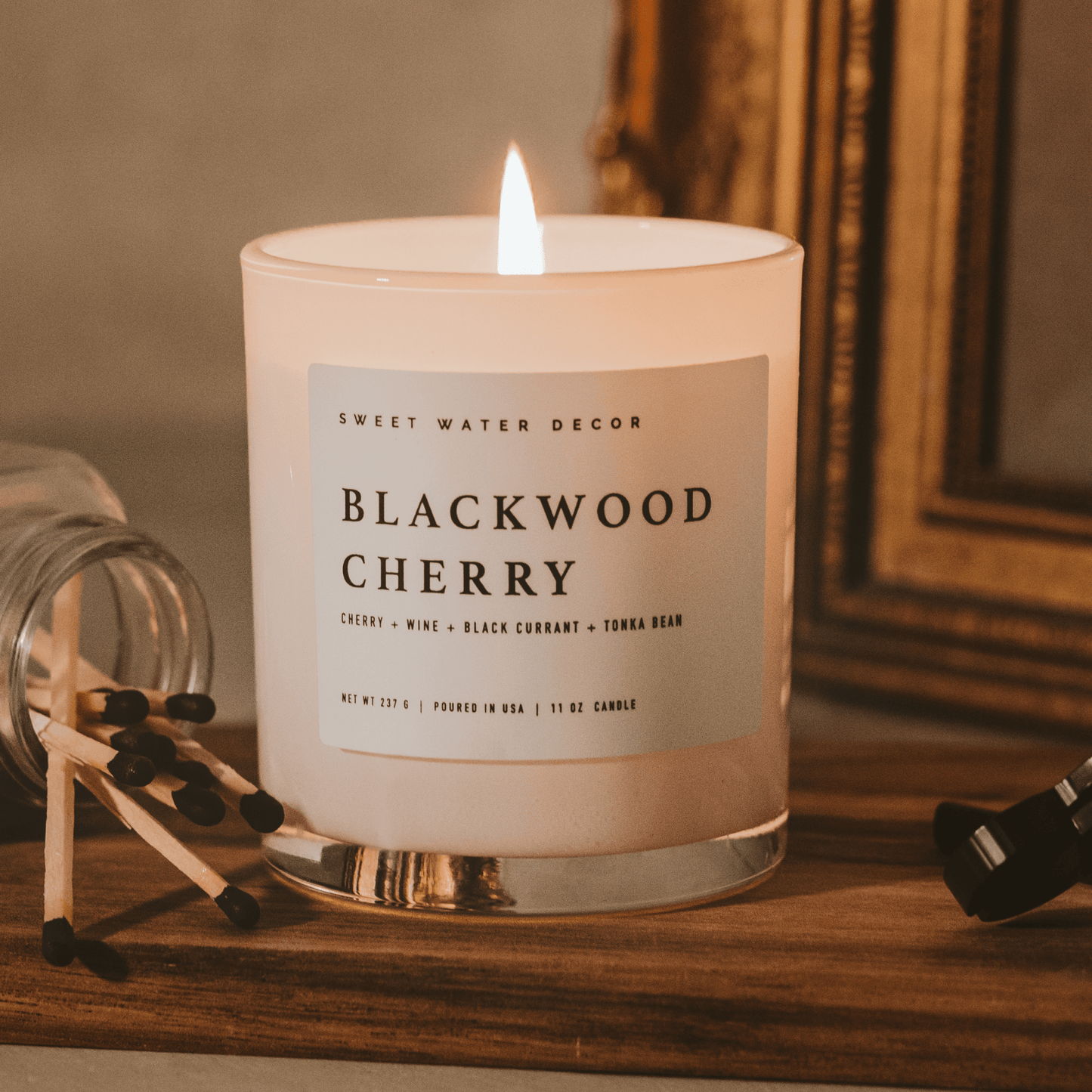 Blackwood Cherry Soy Candle - White Jar - 11 oz – Candles